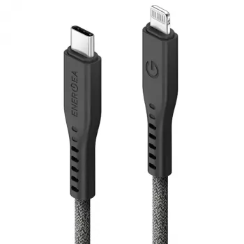 ENERGEA Flow kabel USB-C na Lightning 1,5m črn 60W 3A PD hitro polnjenje MFi certificiran
