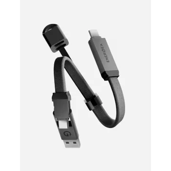 ENERGEA Sheath Key 2-v-1 kabel USB-C na USB-C/USB-A 15cm, gunmetal