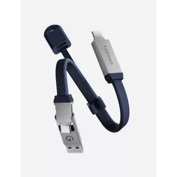ENERGEA Sheath Key 2-v-1 kabel USB-C na USB-C/USB-A 15cm, moder, 60W 480Mbps