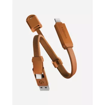 ENERGEA Sheath Key 2-v-1 kabel USB-C na USB-C/USB-A 15cm, oranžen