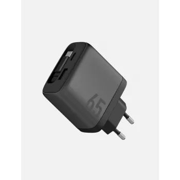 ENERGEA Ampcharge Arc 65W GaN USB-A/USB-C stenski polnilnik z izvlečnim kablom USB-C, gunmetal