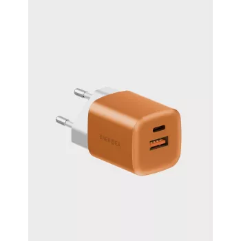 ENERGEA Ampcharge GaN35 USB-C/USB-A PD/PPS/QC3.0 35W stenski polnilnik, oranžen