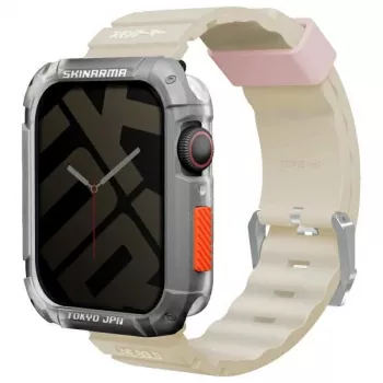 SKINARMA Shokku jermen za Apple Watch 45/44/42mm, bež silikonski