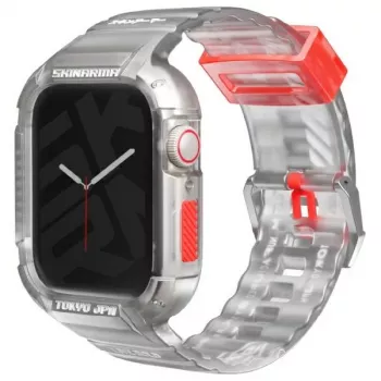 SKINARMA Saido 2-v-1 ovitek in jermen za Apple Watch 45/44mm, prozoren