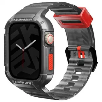 Skinarma Saido 2-v-1 pašček in ovitek za Apple Watch 45/44mm, Smoke
