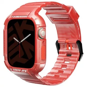Skinarma Saido 2-v-1 pašček in ovitek za Apple Watch 45/44mm, rdeč