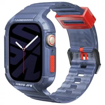 Skinarma Saido 2-v-1 ovitek z integriranim paščkom za Apple Watch 45/44mm temno moder