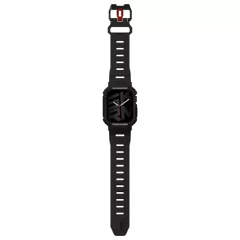 SKINARMA Mecha 2-v-1 pašček in ovitek za Apple Watch 45/44mm, črn