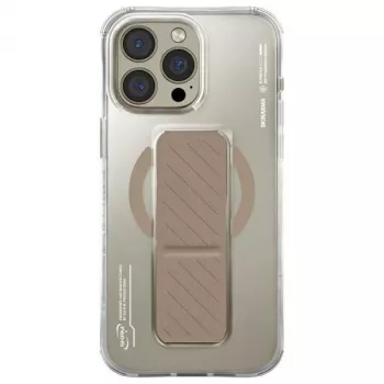 Skinarma Axon ovitek za iPhone 16 Pro Max 6,9 inch, magnetno polnjenje + stojalo za roko, šampanjec