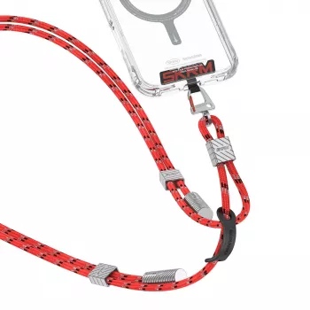 Skinarma Dyno Ve 2v1 vrvica za telefon s kablom USB-C za polnjenje, 30 cm, rdeča