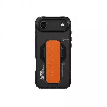 SKINARMA Haxa ovitek z magnetnim obročem Mag-Charge in oprijemalnim stojalom za Apple iPhone Air, črna (SK-2025IP6.6-HAXA-GRA)