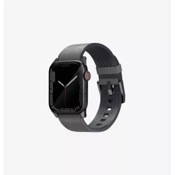 UNIQ Straden Leather Hybrid pas za Apple Watch Series 1/2/3/4/5/6/7/8/9/10/11/SE/SE2/SE3/Ultra/Ultra 2/Ultra 3 42/44/45/49mm – siv