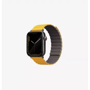 UNIQ Revix reverzibilni magnetni pas za Apple Watch Series 1/2/3/4/5/6/7/8/9/SE/SE2/SE3/Ultra/Ultra 2/Ultra 3 42/44/45/49mm – gorčična/khaki