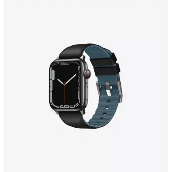 UNIQ Linus pas za Apple Watch Series 1/2/3/4/5/6/7/8/9/SE/SE2/SE3 38/40/41mm Airosoft silikon polnočno črn