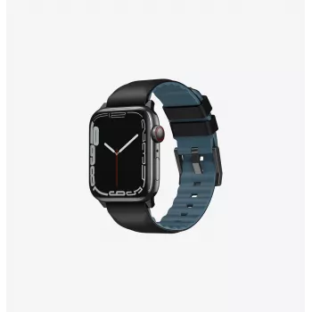 UNIQ Linus pas za Apple Watch Series 1/2/3/4/5/6/7/8/9/SE/SE2/SE3/Ultra/Ultra 2/Ultra 3 42/44/45/49mm Airosoft silikon polnočno črn