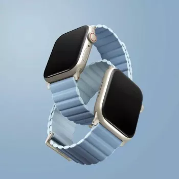 UNIQ Revix Premium reverzibilni magnetni usnjeni pas za Apple Watch Series 1/2/3/4/5/6/7/8/9/SE/SE2/SE3 38/40/41mm Edition Arctic Blue/Soft Blue