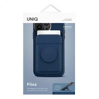 UNIQ Flixa magnetna denarnica s stojalom za MagSafe iPhone serije 12-15, Marineblau