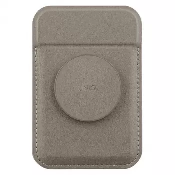 UNIQ Flixa magnetna denarnica za kartice s stojalom, Flint Grey, MagSafe