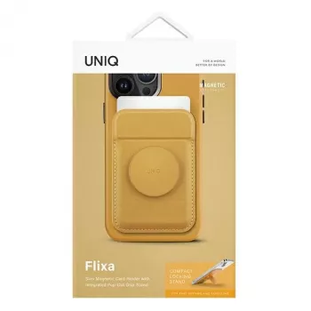 UNIQ Flixa magnetna denarnica za kartice s stojalom Canary Yellow MagSafe