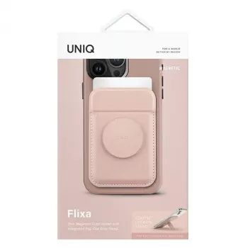 UNIQ Flixa magnetna denarnica za kartice s stojalom Blush Pink MagSafe