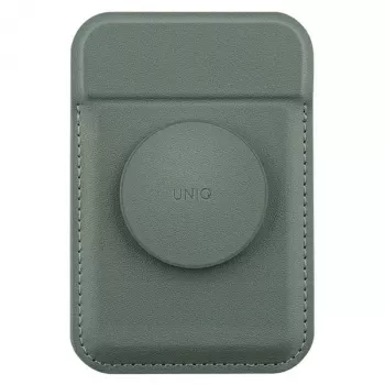 UNIQ Flixa magnetna denarnica za kartice s stojalom Lichen Green MagSafe
