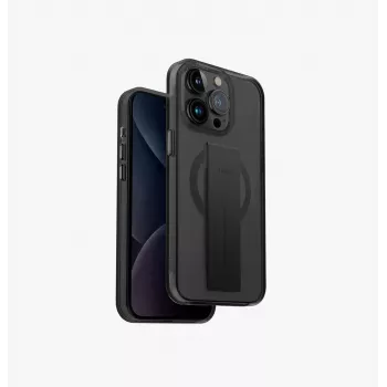Ovitek UNIQ Heldro Mag za iPhone 15 Pro 6,1 inch z brezžičnim polnjenjem MagClick, Black/Vapour Smoke