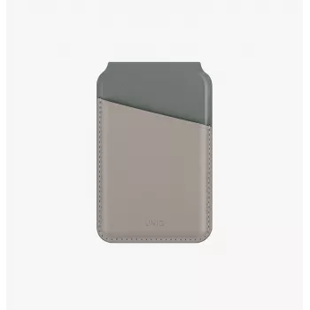 UNIQ Lyden DS magnetna denarnica z RFID in stojalom za telefon slonokoščena/lišajsko zelena