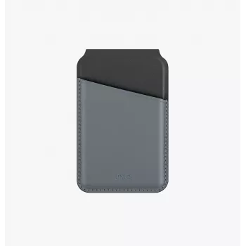 UNIQ Lyden DS magnetna denarnica z RFID in stojalom za telefon kanarinsko rumena / kremenovo siva