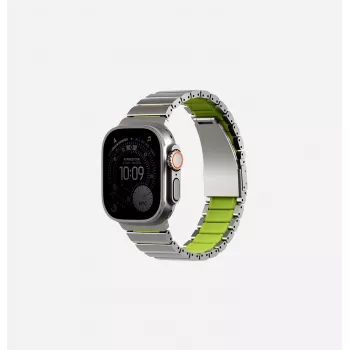 UNIQ Strova Flex jermen za Apple Watch 44/45/46/49mm Series 1/2/3/4/5/6/7/8/9/10/11/SE/SE2/SE3/Ultra/Ultra 2/Ultra 3 srebrno-limetna