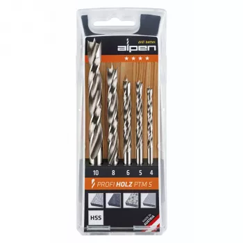 ALPEN-MAYKESTAG Alpen PTM 5 Profi Holz 4-5-6-8-10 set svedrov za les, 5-delni, 4-10 mm