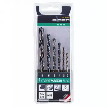 ALPEN-MAYKESTAG Sprint Master TM 6 2-3-4-5-6-8 mm set spiralnih svedrov HSS-G v plastični kaseti