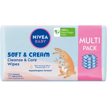 NIVEA Baby Soft & Cream vlažni robčki za dojenčke 4x57