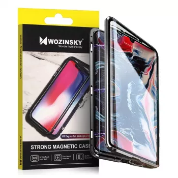 Wozinsky Full Magnetic ovitek 360 sprednja in zadnja zaščita z vgrajenim steklom za Samsung Galaxy A72 4G črno-prozoren