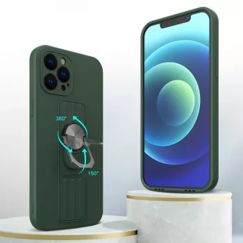 HURTEL Ring ovitek iz silikona z držalom za prst in stojalom za Xiaomi Poco X4 Pro 5G, moder