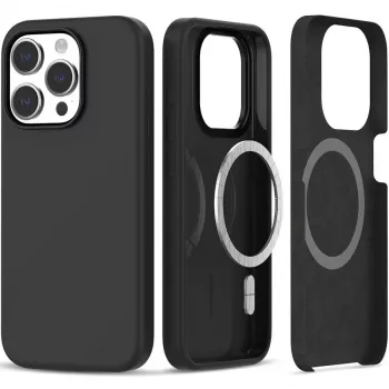 Tech-Proteckt silikonski MagSafe ovitek iPhone 15 Pro Max mat črn
