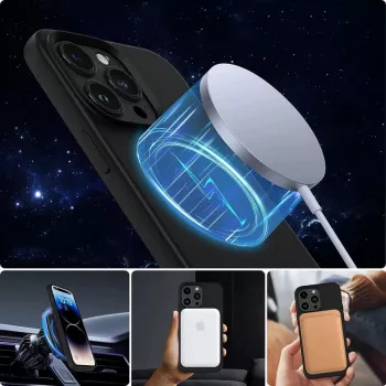 Tech-Proteckt silikonski MagSafe ovitek iPhone 15 Pro Max mat črn
