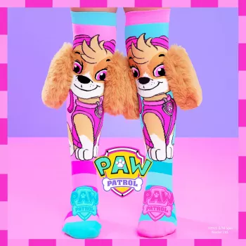 MADMIA Paw Patrol Skye otroške dokolenke s 3D plišastimi ušesi – roza/modra/bela
