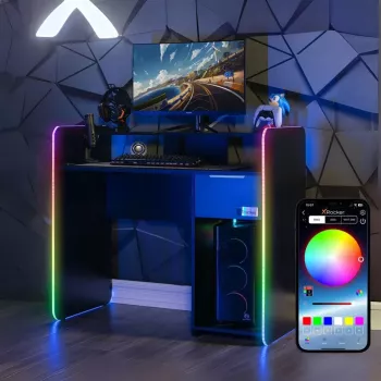 X Rocker 2023269 igralna pisalna miza z LED, črna
