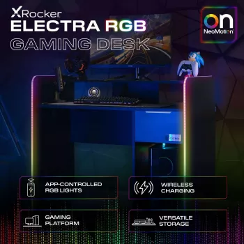 X Rocker 2023269 igralna pisalna miza z LED, črna