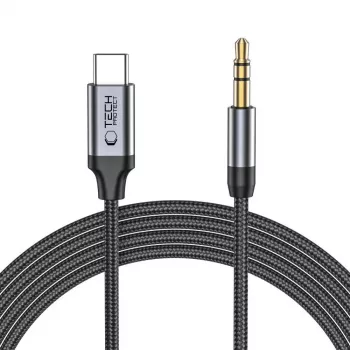 TECH-PROTECT ULTRABOOST avdio kabel USB-C na 3,5 mm mini jack 100 cm črn