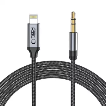 TECH-PROTECT UltraBoost kabel Lightning na AUX mini jack 3,5mm 100cm črn