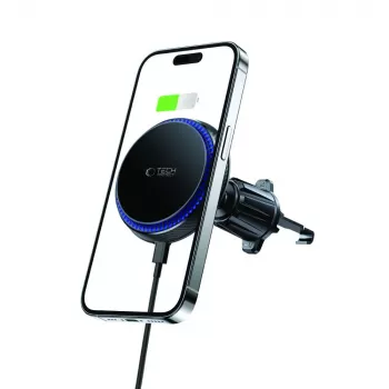TECH-PROTECT MM15W-V4 magnetno držalo MagSafe za prezračevalno režo, brezžični polnilnik 15W, črno