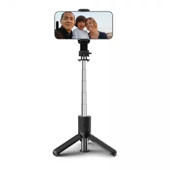 Tech-Protect L02S selfie palica s stojalom in Bluetooth daljinskim upravljalnikom, črna