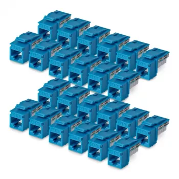 StarTech.com Cat6 Keystone Jack 24er-Pack, RJ45 Ethernet Keystone konektor, UTP Cat6 stenska vtičnica, 90 stopinj 110 Punch Down, moder