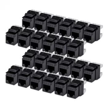 StarTech.com Cat6 Keystone Jack 24er-Pack RJ45 Ethernet Keystone vtič UTP Cat6 stenski priključek 180 stopinj 110 Punch Down črn
