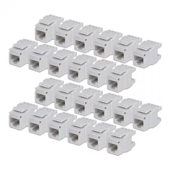 StarTech.com Cat6 Keystone Jack 24er-Pack, RJ45 Ethernet Keystone konektor, UTP Cat6 stenska vtičnica, 180 stopinj 110 Punch Down, bel