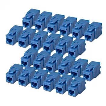 StarTech.com Cat6 Keystone Jack 24er-Pack, RJ45 Ethernet Keystone konektor, UTP Cat6 vložek za stensko ploščo, 180 stopinj, brez orodja, moder