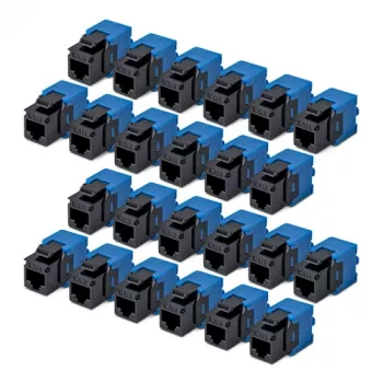 StarTech.com Cat6 Keystone Jack 24er-Pack - RJ45 Ethernet Keystone konektor, UTP, 180 stopinj, brez orodja, črn/moder, 10GBase-T