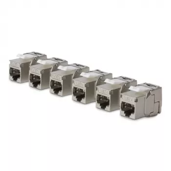 StarTech.com Cat8 Keystone Jack modul 6er-Pack RJ45 Ethernet Keystone konektor, UTP Cat8 stenska vtičnica, 180 stopinj, brez orodja, ploščat, srebrn, RJ-45, vtičnica, 25/40GBase-T