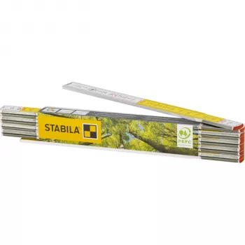 STABILA 600 2 m leseno zložljivo merilo, metrično, belo-rumeno